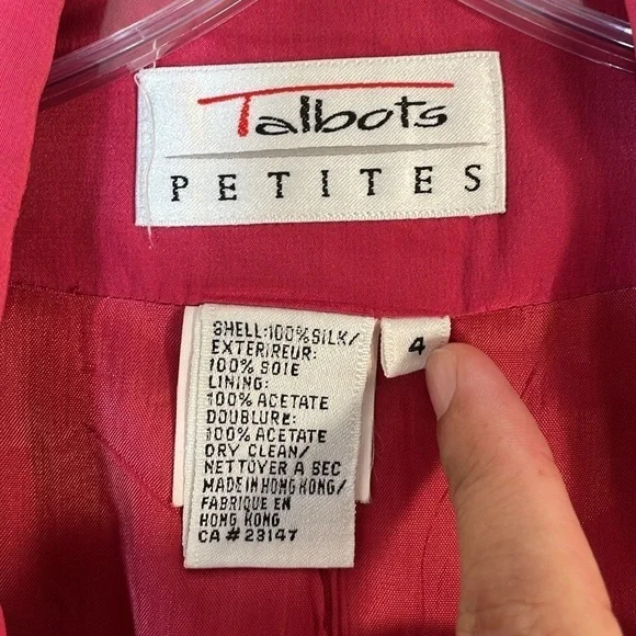 Vintage Talbots 4 Petite Pure Silk One Button Blazer. - Picture 2 of 9